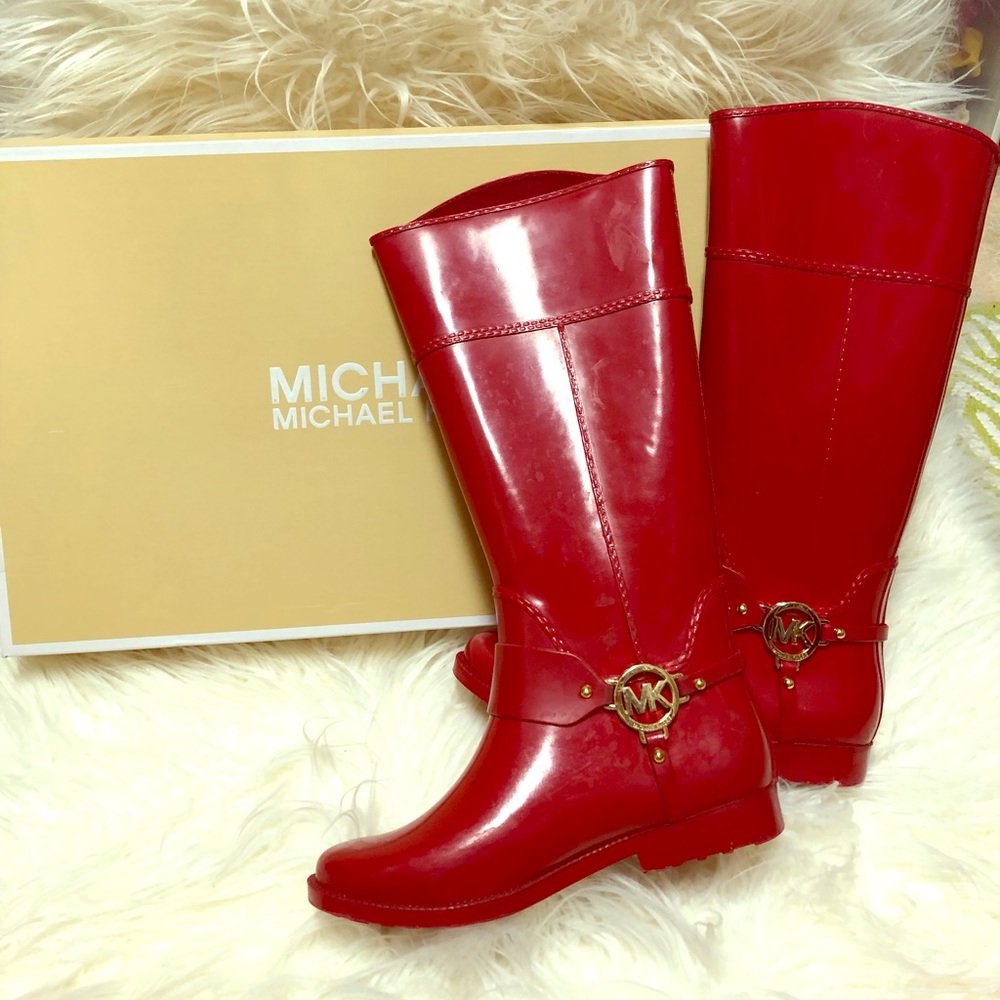 Michael Kors red rain boots